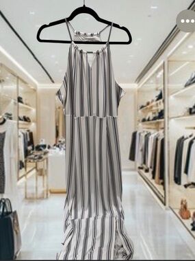 Candies Striped Halter Maxi Dress in White and Black